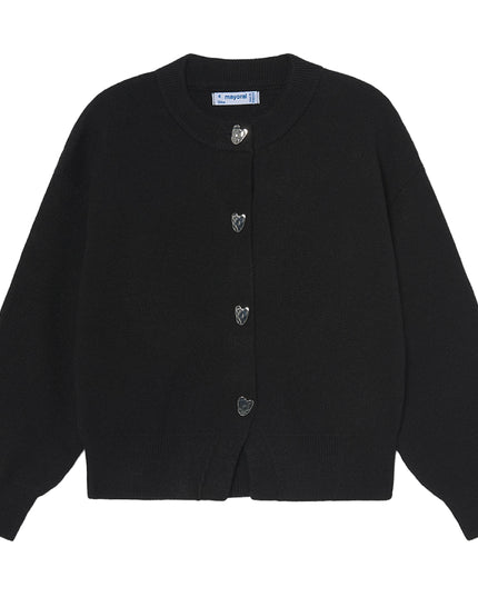 kids atelier mayoral Black Heart Button Cardigan