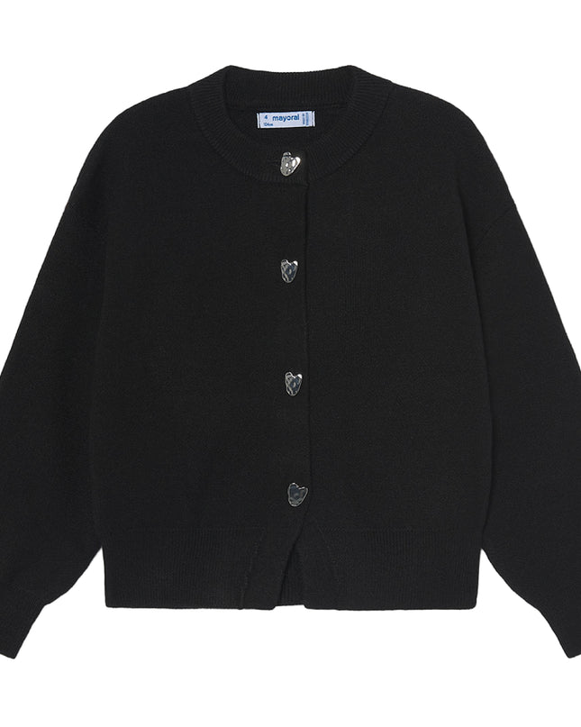 kids atelier mayoral Black Heart Button Cardigan