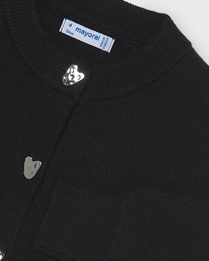 kids atelier mayoral Black Heart Button Cardigan