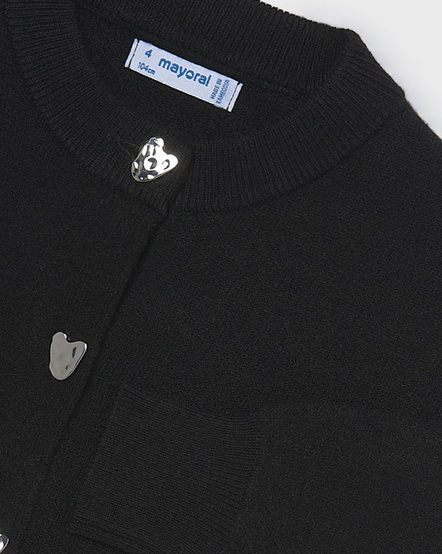 kids atelier mayoral Black Heart Button Cardigan