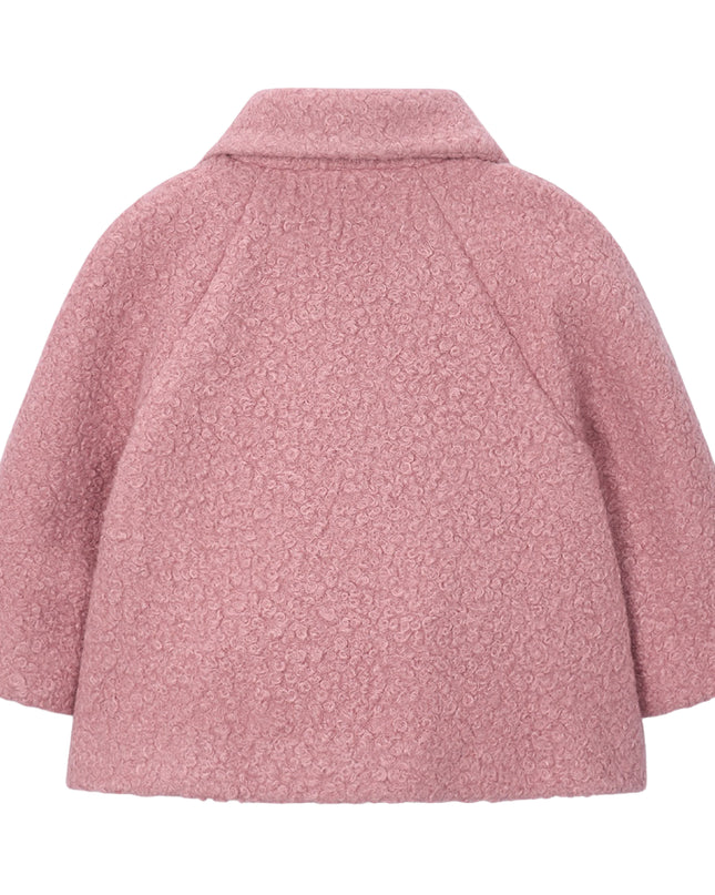 kids atelier mayoral Pink Double-Breasted Wool Coat with Crossbody Pocket