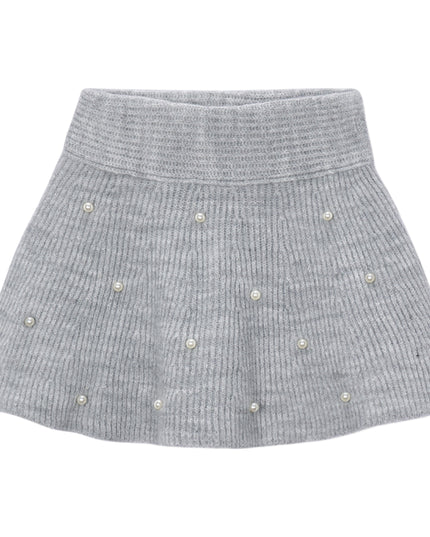 kids atelier mayoral Grey Pearl Embellished Knit Skirt