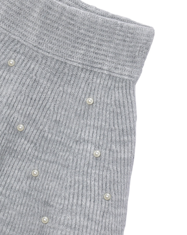 kids atelier mayoral Grey Pearl Embellished Knit Skirt