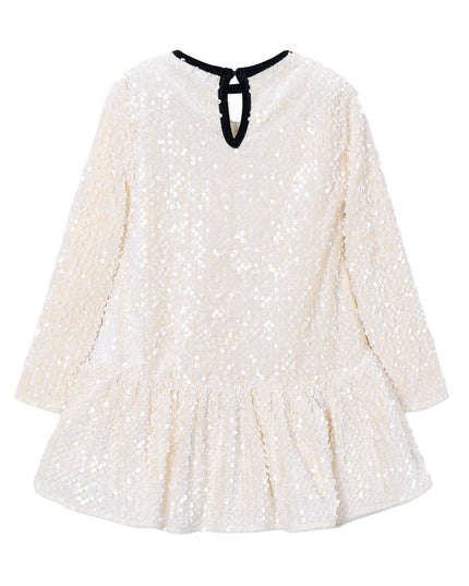 kids atelier mayoral Ivory Sequin Velvet Bow Dress