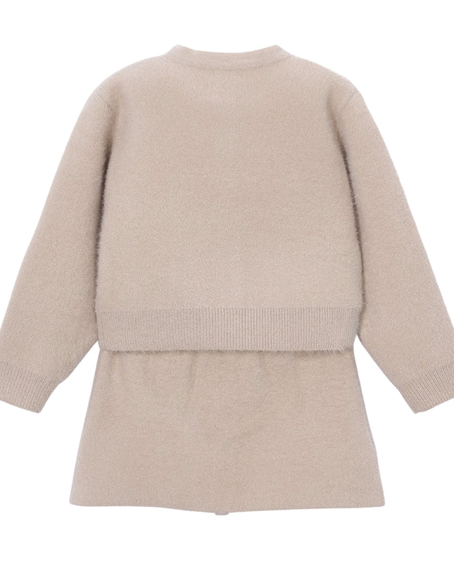 kids atelier mayoral Beige Knit Cardigan & Skirt Set