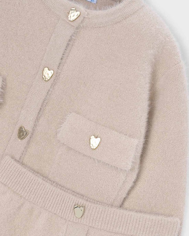 kids atelier mayoral Beige Knit Cardigan & Skirt Set