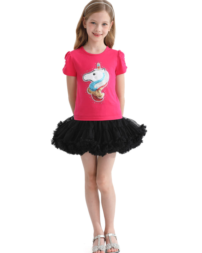 Pink Raspberry Unicorn Applique T-Shirt
