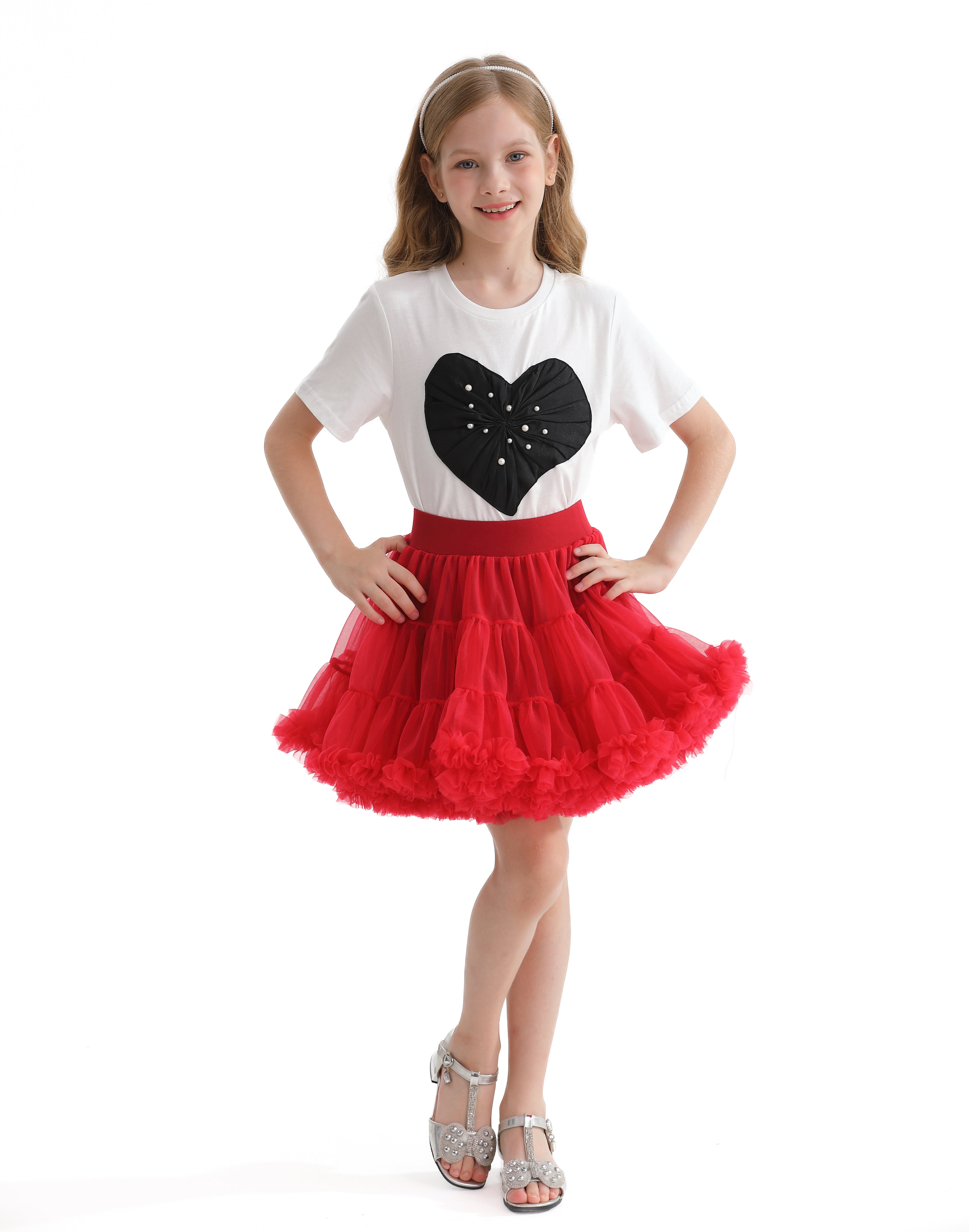 Red Cherry Bow Tulle Skirt kids atelier