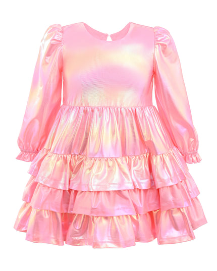 kids atelier mimi tutu Pink Metallic Ruffle Party Dress