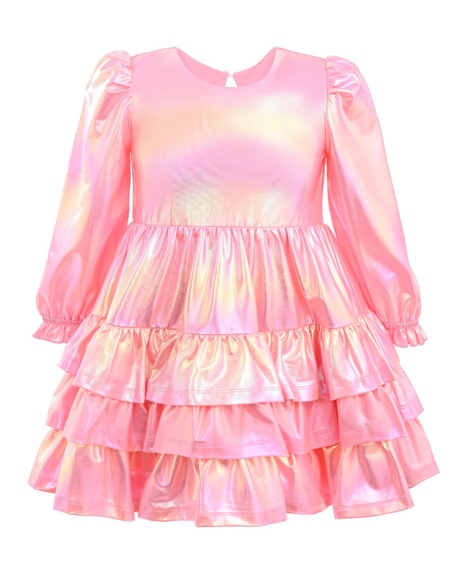 kids atelier mimi tutu Pink Metallic Ruffle Party Dress