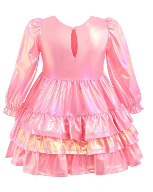kids atelier mimi tutu Pink Metallic Ruffle Party Dress