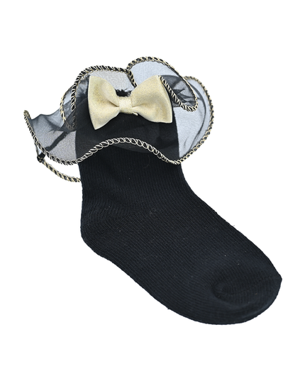 Gold Trim Bow Tulle Socks