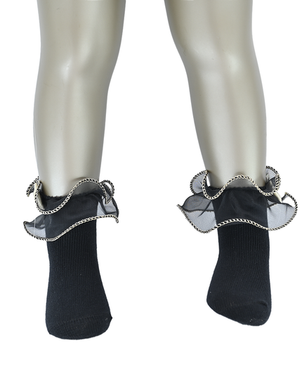Gold Trim Bow Tulle Socks
