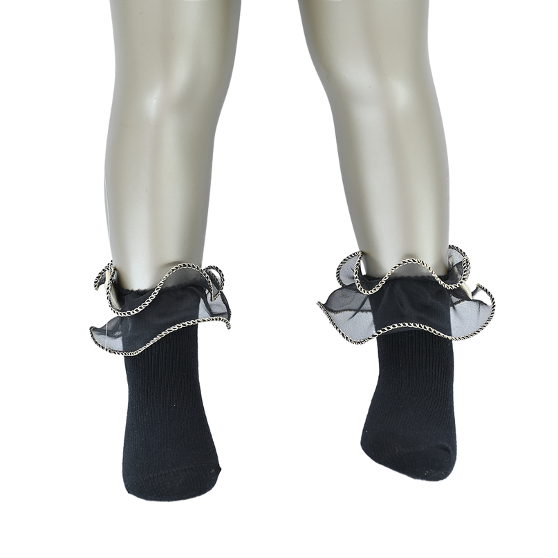 Gold Trim Bow Tulle Socks
