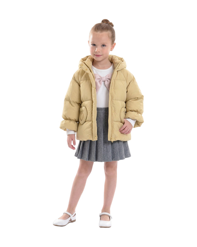 kids atelier mimi tutu Yellow Glow Heart-Pocket Puffer Jacket