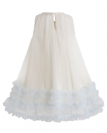 kids atelier mimi tutu Cream & Blue Nayara Bow Dress