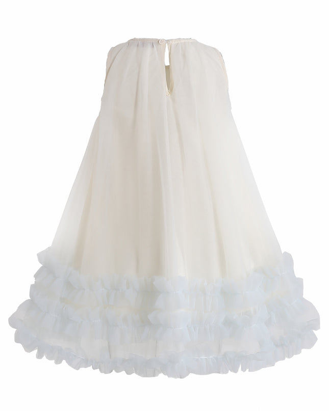 kids atelier mimi tutu Cream & Blue Nayara Bow Dress