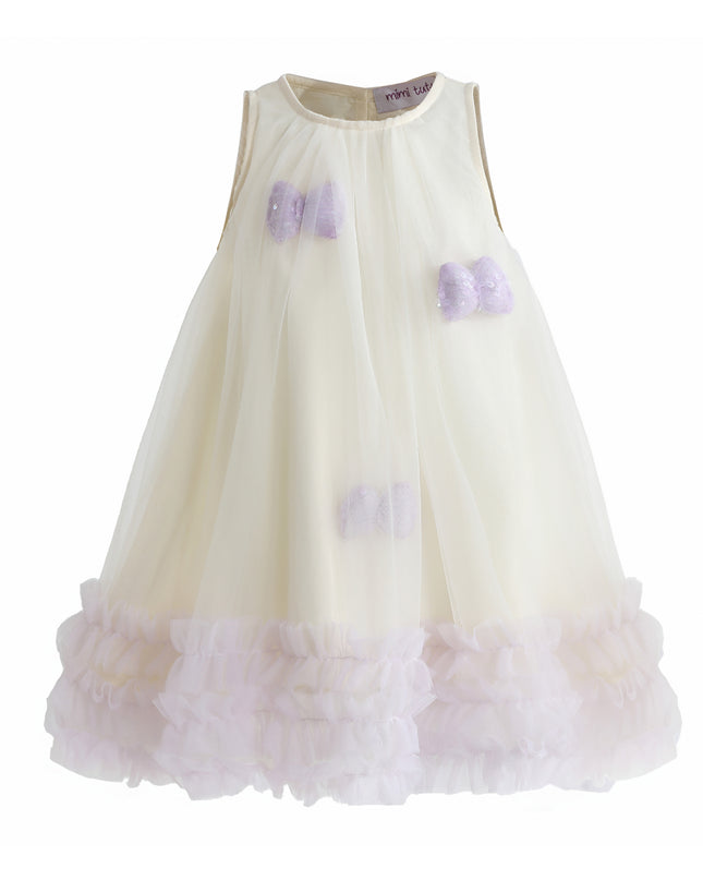 kids atelier mimi tutu Cream & Purple Nayara Bow Dress