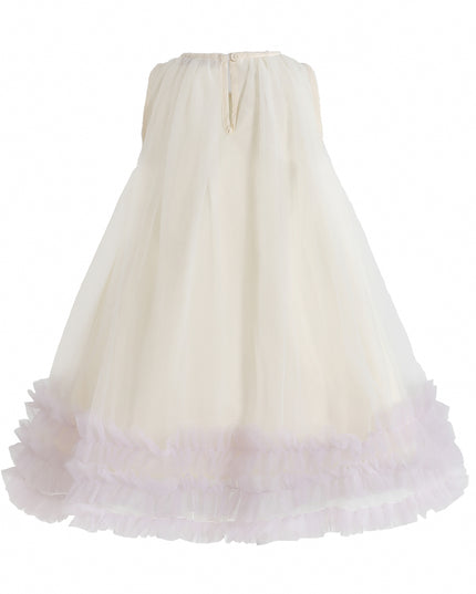 kids atelier mimi tutu Cream & Purple Nayara Bow Dress