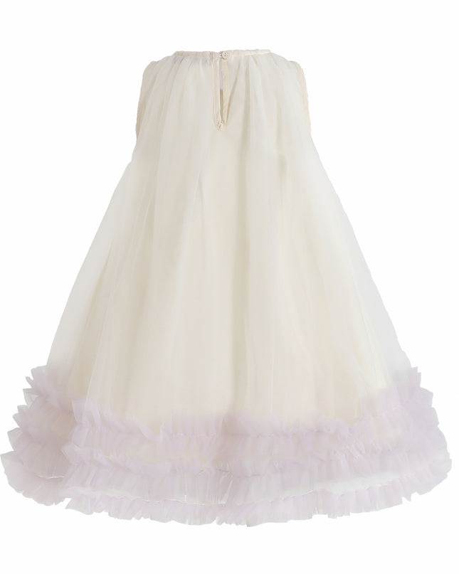kids atelier mimi tutu Cream & Purple Nayara Bow Dress