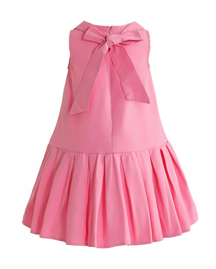 Pink Zariah Bow Back Pleated Dress