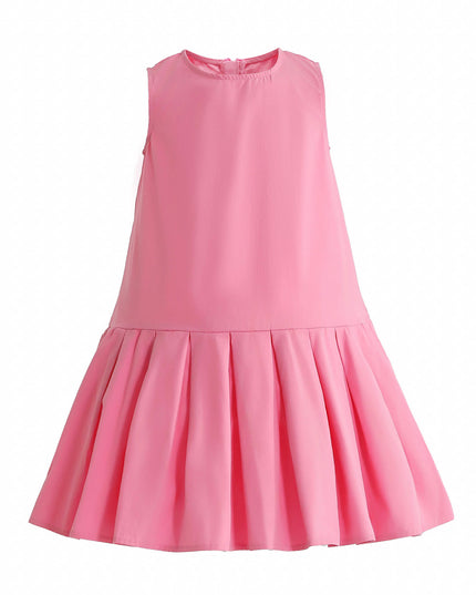 Pink Zariah Bow Back Pleated Dress