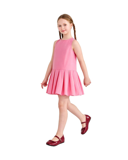 Pink Zariah Bow Back Pleated Dress