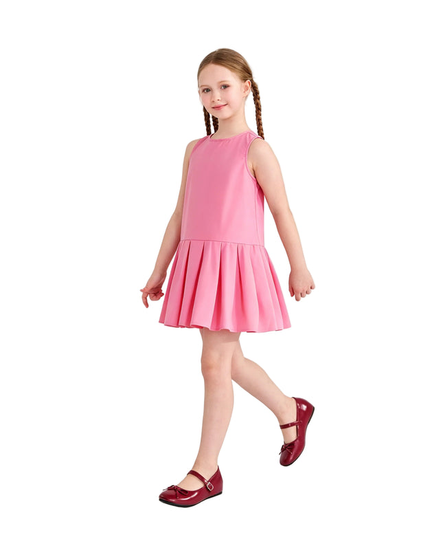 Pink Zariah Bow Back Pleated Dress