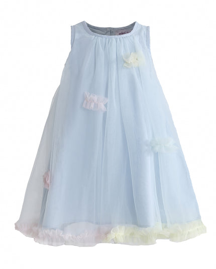 kids atelier mimi tutu Blue Serenelle Floral Embellished Tulle Dress