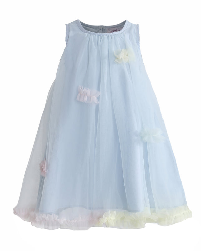 kids atelier mimi tutu Blue Serenelle Floral Embellished Tulle Dress