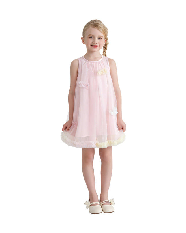 kids atelier mimi tutu Pink Serenelle Floral Embellished Tulle Dress