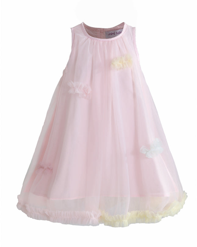 kids atelier mimi tutu Pink Serenelle Floral Embellished Tulle Dress