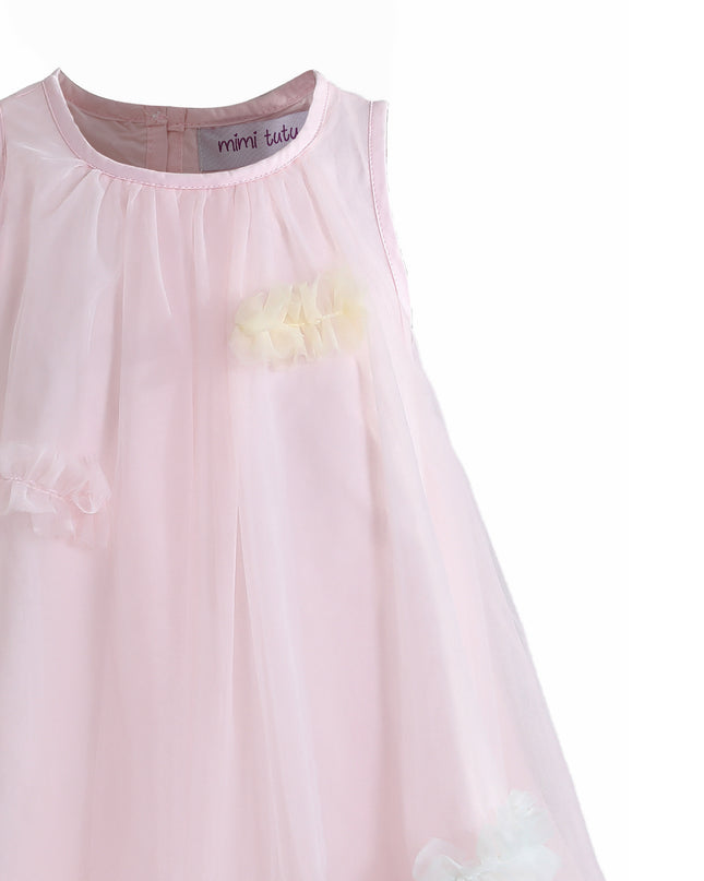 kids atelier mimi tutu Pink Serenelle Floral Embellished Tulle Dress