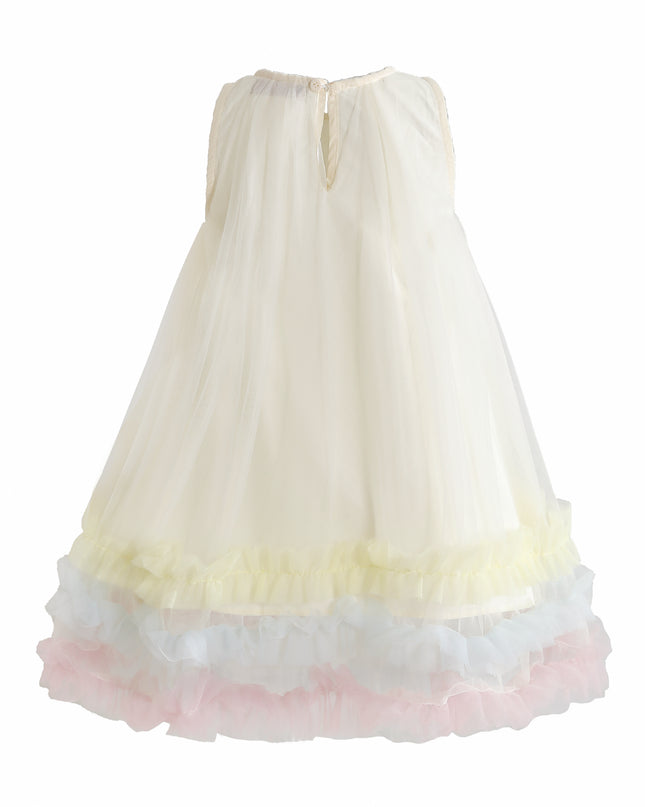 kids atelier mimi tutu Cream Alessia Floral Tulle Dress