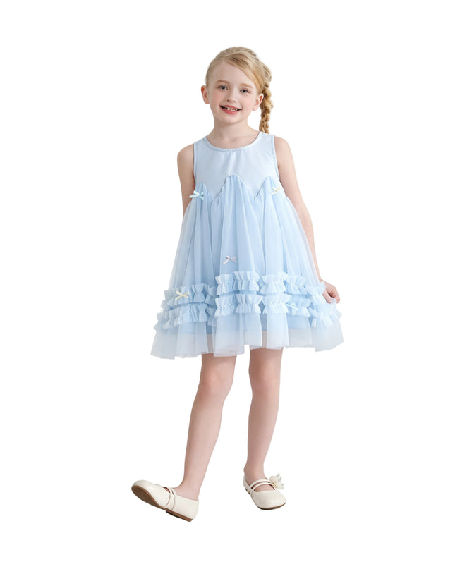 kids atelier mimi tutu Blue Genevieve Pleated Tulle Dress