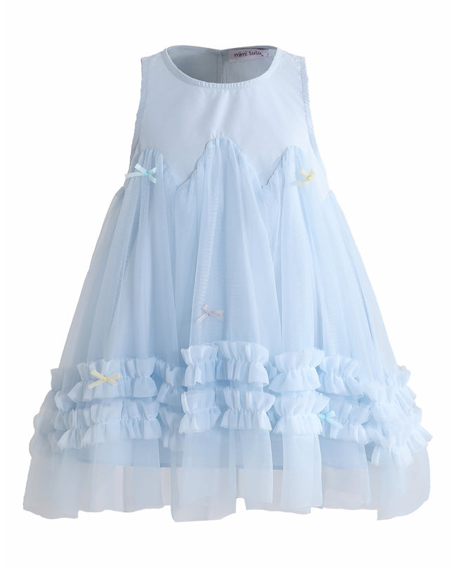 kids atelier mimi tutu Blue Genevieve Pleated Tulle Dress