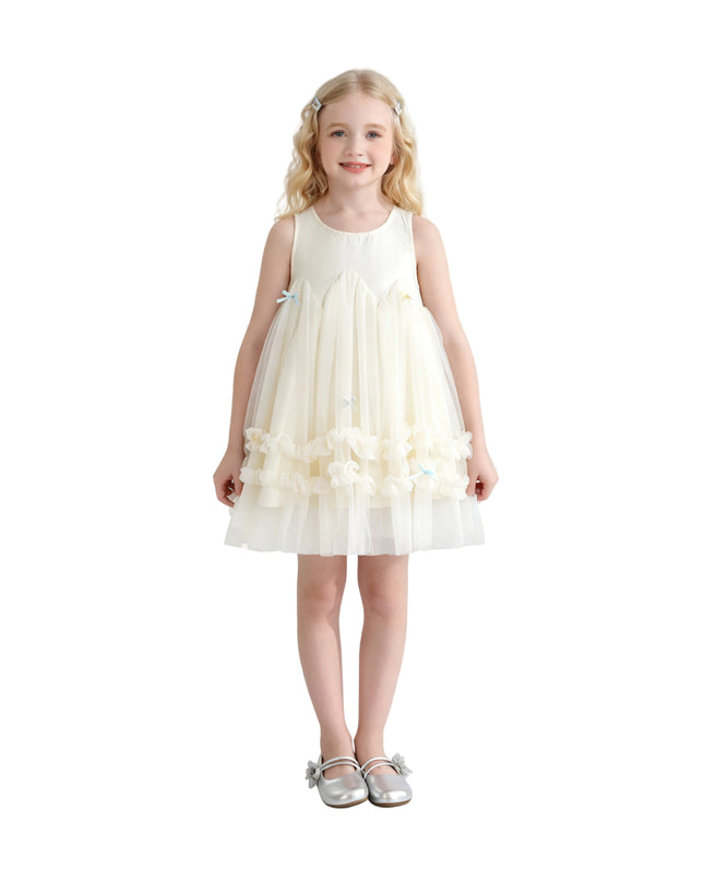 kids atelier mimi tutu Cream Genevieve Pleated Tulle Dress