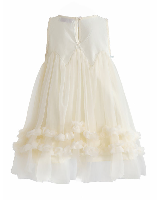 kids atelier mimi tutu Cream Genevieve Pleated Tulle Dress