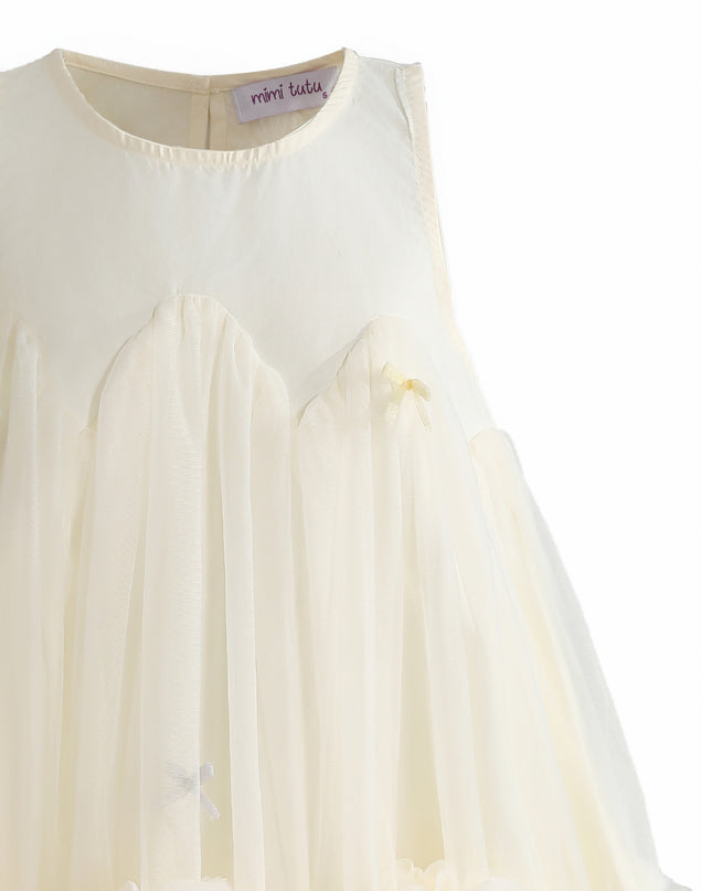 kids atelier mimi tutu Cream Genevieve Pleated Tulle Dress