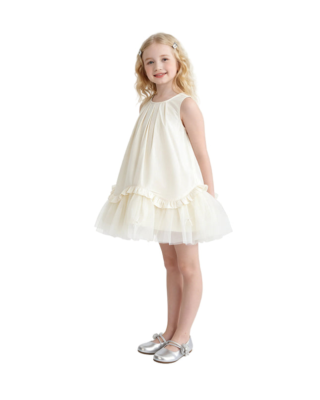 kids atelier mimi tutu Cream Empressa Pleated Tulle Party Dress