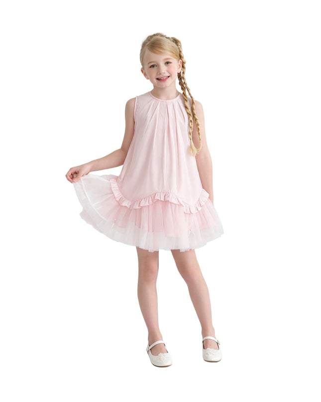 kids atelier mimi tutu Pink Empressa Pleated Tulle Party Dress