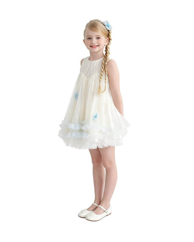 kids atelier mimi tutu Blue Corabelle Floral Ruffle Dress