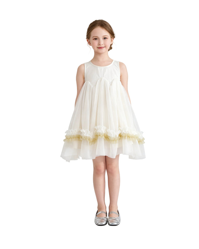 Cream Rosabella Ruffle Tulle Dress 5Y / Cream