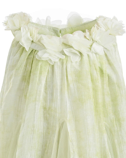 Green Solavie Floral Layered Dress