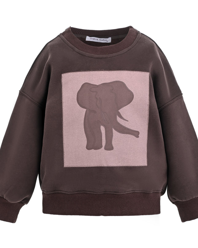 kids atelier mimi tutu Brown Elephant Sweatshirt