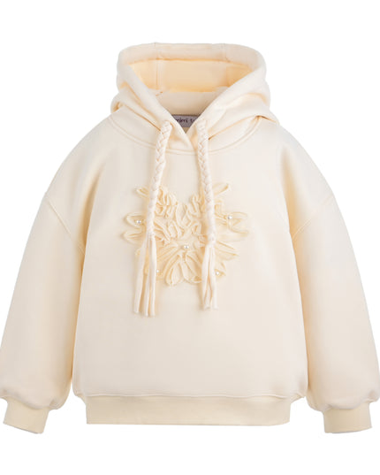 Cream Embellished Hooded Sweatshirt