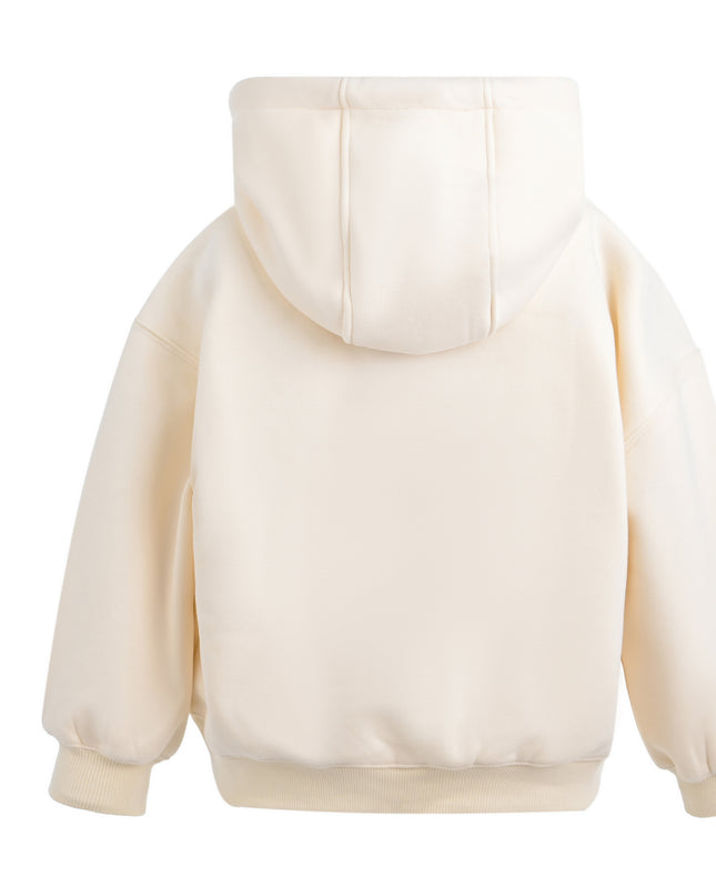Cream Embellished Hooded Sweatshirt