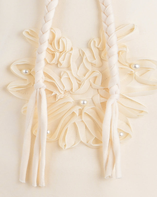 Cream Embellished Hooded Sweatshirt