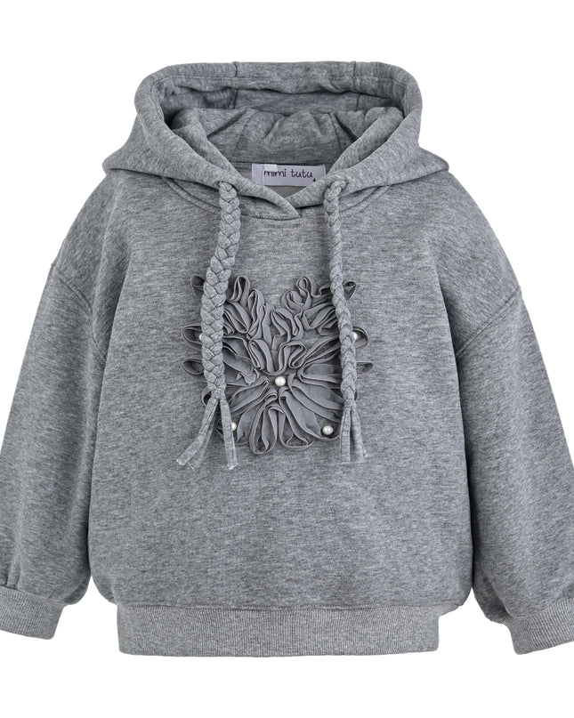 kids atelier mimi tutu Gray Embellished Hooded Sweatshirt