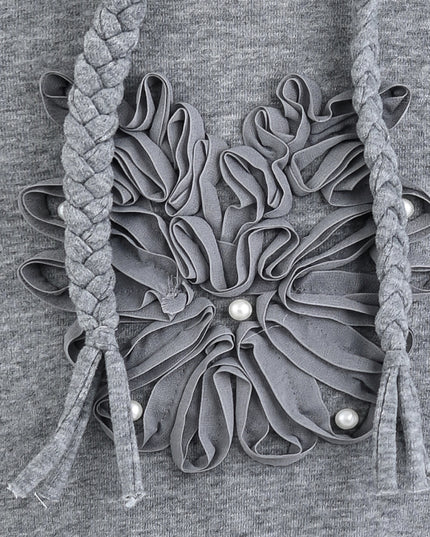 kids atelier mimi tutu Gray Embellished Hooded Sweatshirt